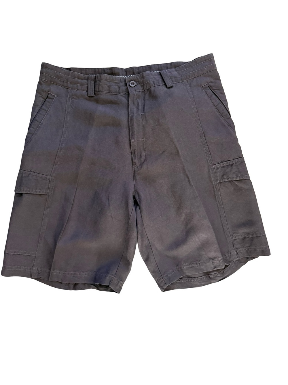 Cubavera Men’s Cargo Shorts Brown Linen Rayon Blend Flat Front Size 34